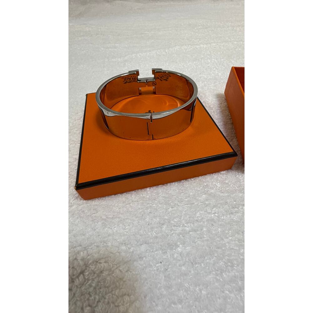 Hermes Clic Clac H Bracelet Black and Silver - Picture 3 of 10